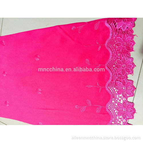 Rayon  solid  lace border embroidery fabric